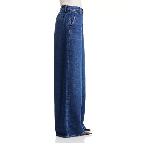 298$ FRAME Stretch Wide Leg Denim Jeans High Rise Women's Size 30 Dark Blue - Picture 2 of 5